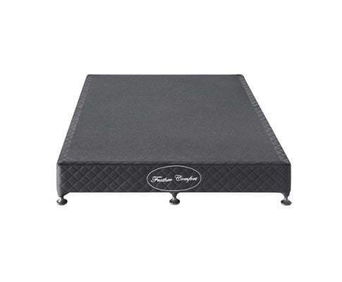 Mattress Base Ensemble Double Size Solid Wooden Slat in Black with Removable Cover