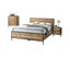 4 Pieces Bedroom Suite with Particle Board Contraction and Metal Legs Queen Size Oak Colour Bed, Bedside Table & Tallboy