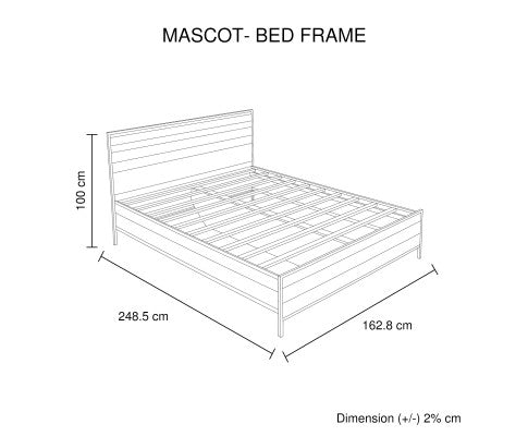 4 Pieces Bedroom Suite with Particle Board Contraction and Metal Legs Queen Size Oak Colour Bed, Bedside Table & Tallboy