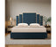 Austin Bed Frame Polyester Turquoise Fabric Padded Upholstery High Quality Slats Polished Stainless Steel Feet