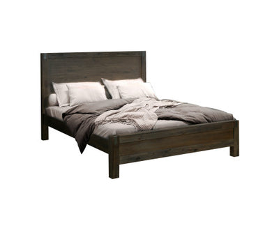 Bed Frame Queen Size in Solid Wood Veneered Acacia Bedroom Timber Slat in Chocolate