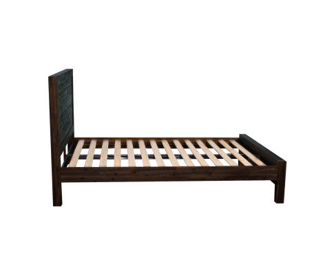 Bed Frame Queen Size in Solid Wood Veneered Acacia Bedroom Timber Slat in Chocolate