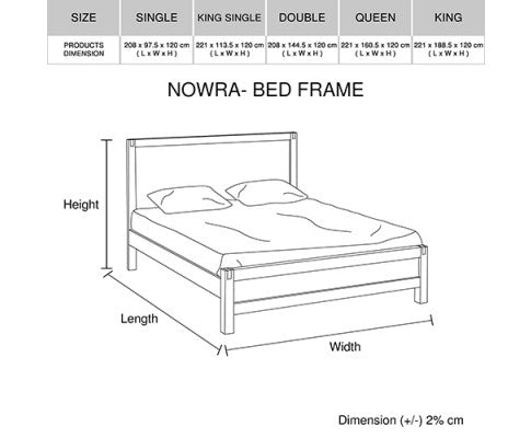 Bed Frame Queen Size in Solid Wood Veneered Acacia Bedroom Timber Slat in Oak