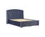 Queen Size Storage Bed Frame Upholtery Navy Blue Fabric with 2 Drawers