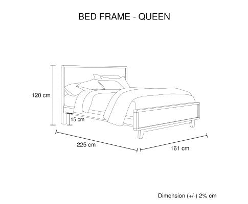 Queen Size Wooden Bed Frame in Solid Wood Antique Design Light Brown