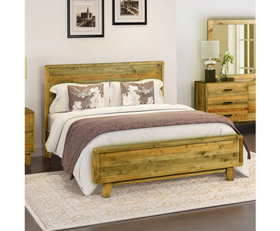 King Size Wooden Bed Frame in Solid Wood Antique Design Light Brown