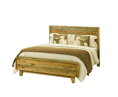 King Size Wooden Bed Frame in Solid Wood Antique Design Light Brown