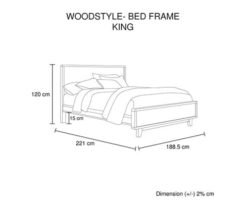 King Size Wooden Bed Frame in Solid Wood Antique Design Light Brown