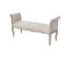 Oak Wood Linen Fabric Beige White Washed Finish Bench Chair