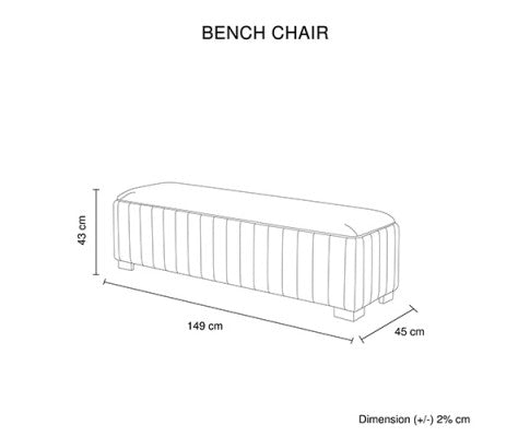 Mercer Bench Chair Fabric Padded Upholstered Seat Polished Stainless Steel Feet