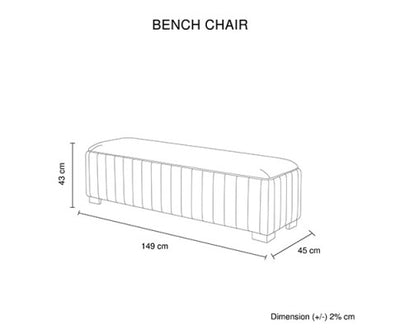 Mercer Bench Chair Fabric Padded Upholstered Seat Polished Stainless Steel Feet