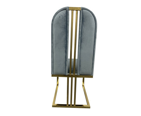 2X Dining Chair Stainless Gold Frame & Seat Blue Fabric