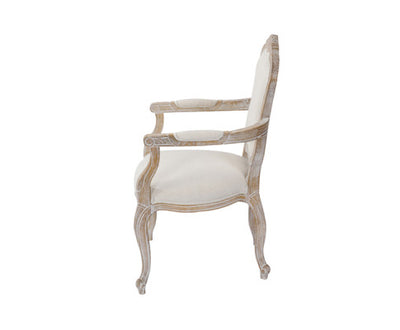 Medium Size Oak Wood White Washed Finish Arm Chair Dining Set