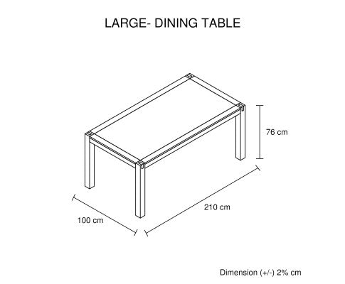 Dining Table 210cm Large Size with Solid Acacia Wooden Base in Oak Colour