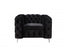 Single Seater Black Sofa Classic Armchair Button Tufted in Velvet Fabric with Metal Legs