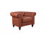 Single Seater Brown Sofa Armchair for Lounge Chesterfireld Style Button Tufted in Faux Leather