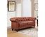 2 Seater Brown Sofa Lounge Chesterfireld Style Button Tufted in Faux Leather