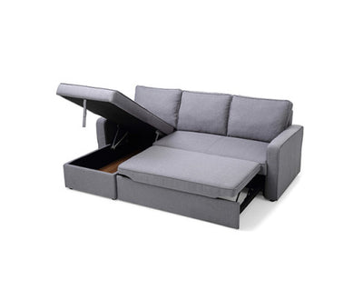 3 Seater Sofa Bed with pull Out Storage Corner Chaise Lounge Set in Grey