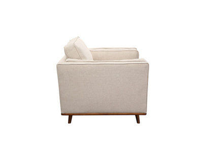 Single Seater Armchair Sofa Modern Lounge Accent Chair in Beige Fabric with Wooden Frame