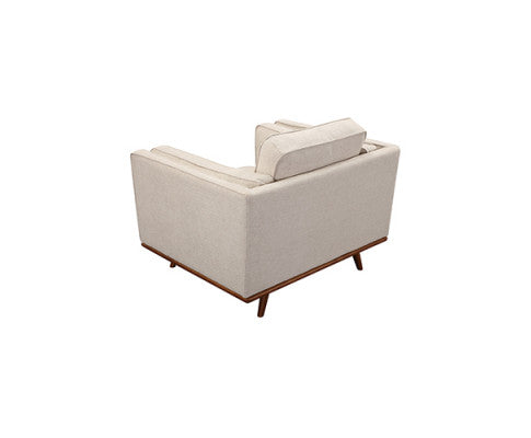 Single Seater Armchair Sofa Modern Lounge Accent Chair in Beige Fabric with Wooden Frame