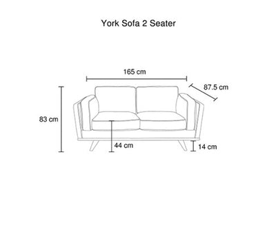 York Sofa 2 Seater Fabric Cushion Modern Sofa Blue Colour