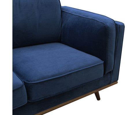 3 Seater Sofa Soft Blue in Soft Blue Velvet Fabric Lounge Set for Living Room Couch with Wooden Frame