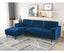 Velvet Upholstery 2 Seater Tufted Sofa Blue Color Lounge Set for Living Room Couch with Chaise