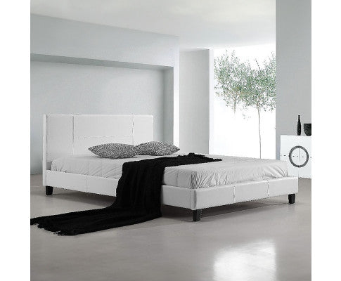 Double PU Leather Bed Frame White