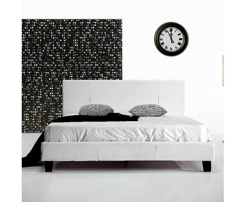 Double PU Leather Bed Frame White