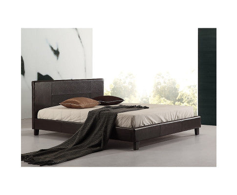 Double PU Leather Bed Frame Brown