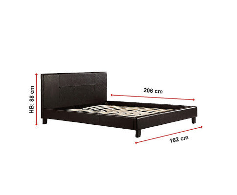 Queen PU Leather Bed Frame Brown