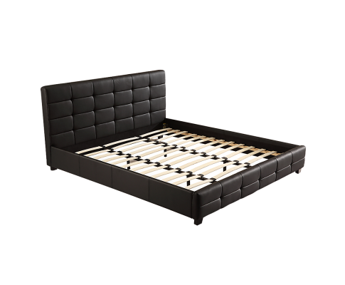 King PU Leather Deluxe Bed Frame Black