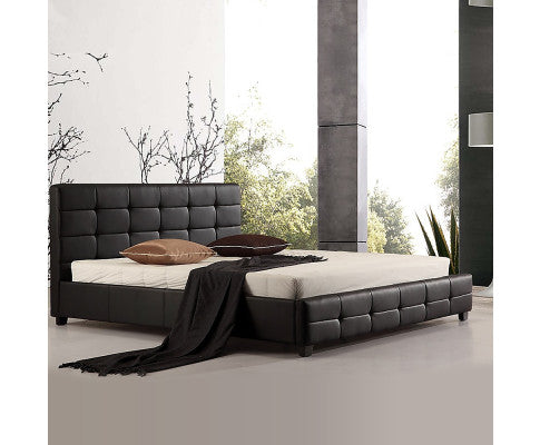 King PU Leather Deluxe Bed Frame Black