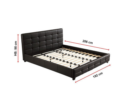 King PU Leather Deluxe Bed Frame Black