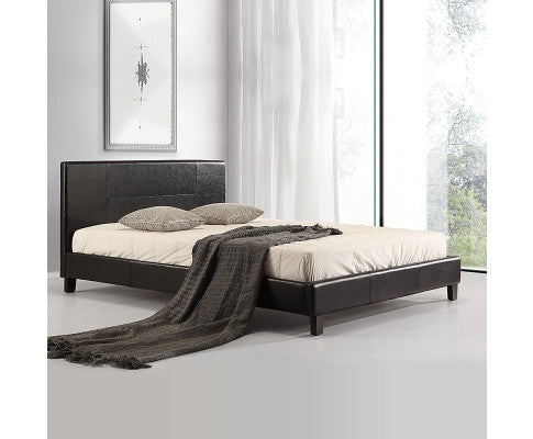 Queen PU Leather Bed Frame Black