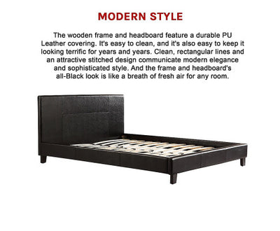 Queen PU Leather Bed Frame Black