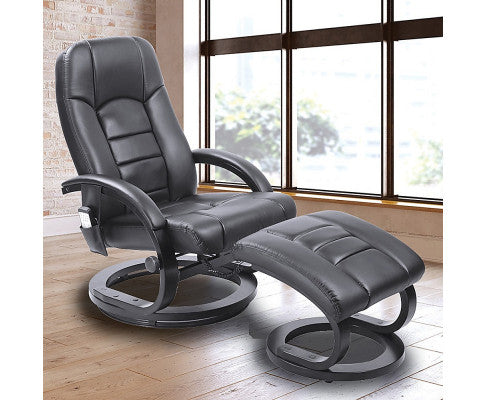 PU Leather Massage Chair Recliner Ottoman Lounge Remote