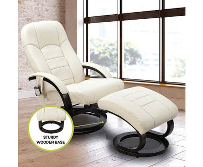 PU Leather Deluxe Massage Chair Recliner Ottoman Lounge Remote