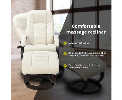 PU Leather Deluxe Massage Chair Recliner Ottoman Lounge Remote