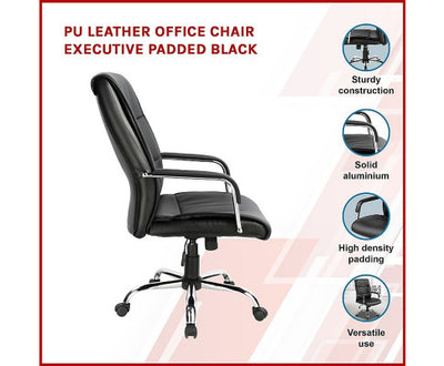 PU Leather Office Chair Executive Padded Black