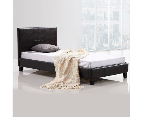 Single PU Leather Bed Frame Brown