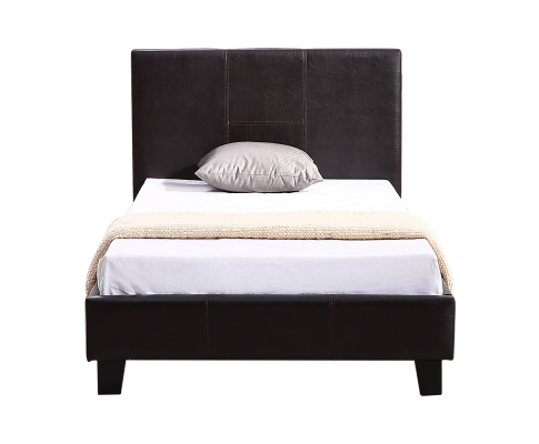 Single PU Leather Bed Frame Brown