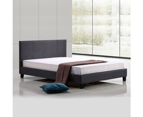 Queen Linen Fabric Bed Frame Grey