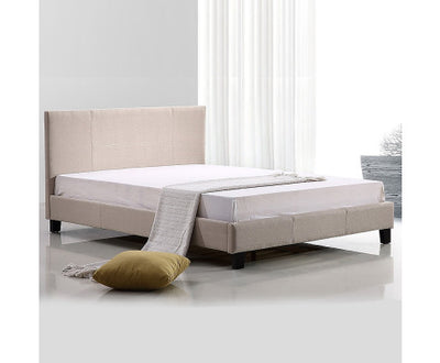 Double Linen Fabric Bed Frame Beige