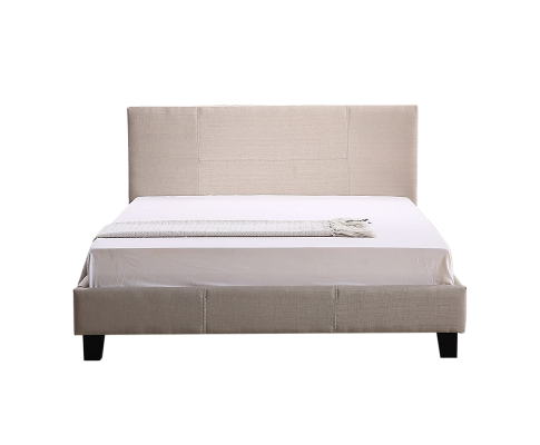 Double Linen Fabric Bed Frame Beige