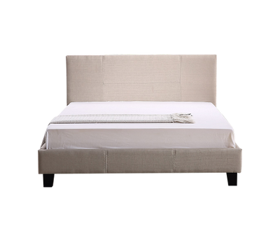 Double Linen Fabric Bed Frame Beige