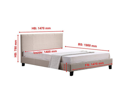 Double Linen Fabric Bed Frame Beige