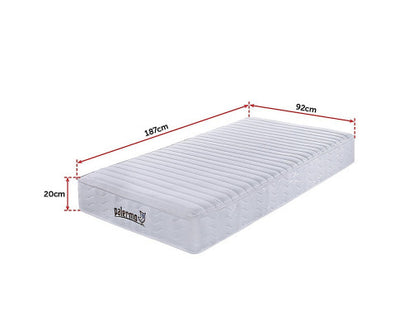 Palermo Contour 20cm Encased Coil Single Mattress CertiPUR-US Certified Foam