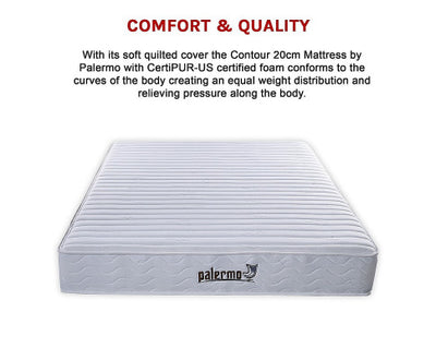 Palermo Contour 20cm Encased Coil King Mattress CertiPUR-US Certified Foam