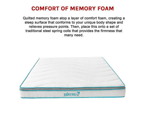 Palermo King 20cm Memory Foam and Innerspring Hybrid Mattress